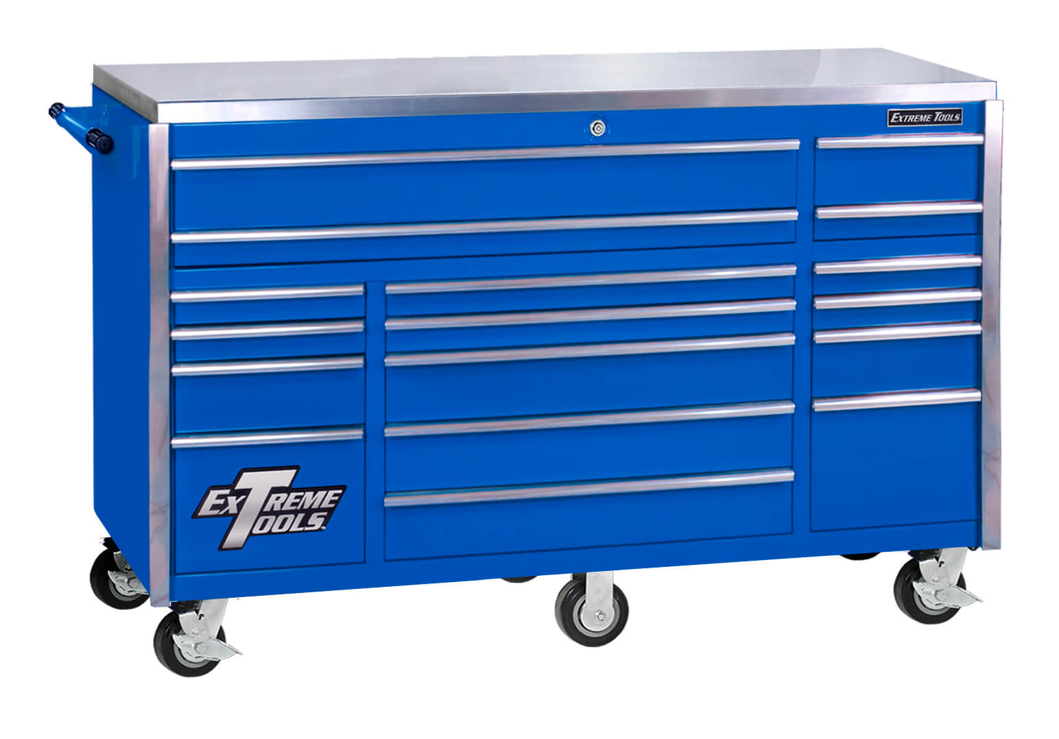 EXTREME TOOLS® 72 inch 17 DRAWER TRIPLE BANK PROFESSIONAL ROLLER CABINET