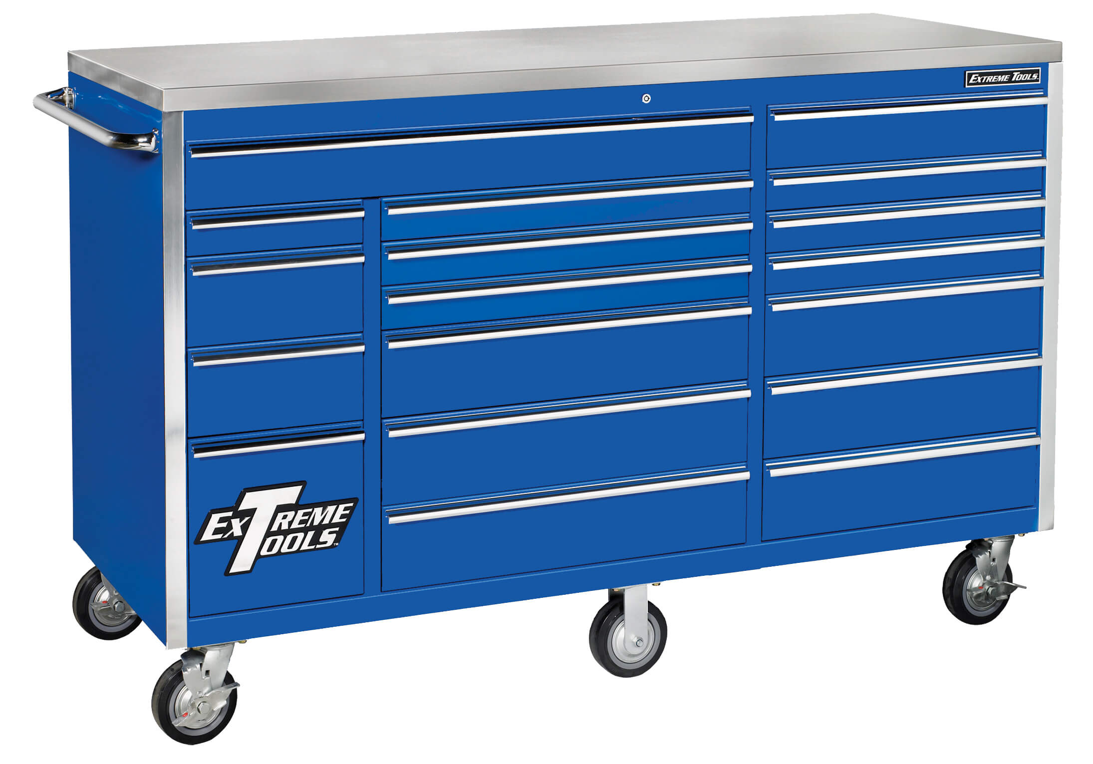 Extreme Tools® 72" 18 Drawer Standard Triple Bank Roller Cabinet