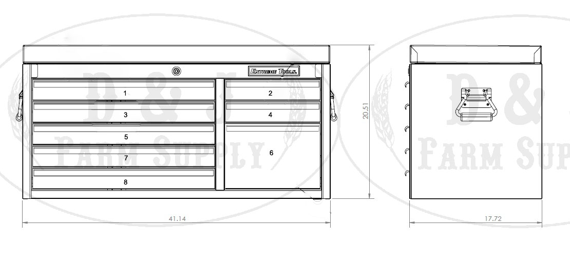 EXTREME TOOLS® 41 inch 8 DRAWER STANDARD TOOL CHEST