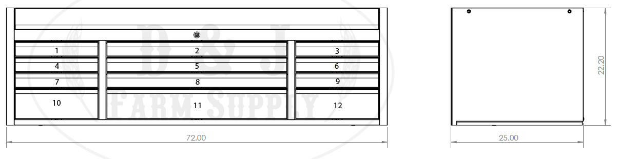 Extreme Tools 72 inch 12-Drawer Top Chest