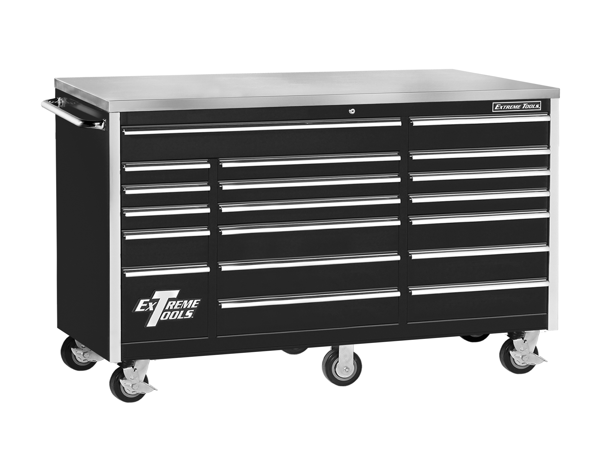 Extreme Tools® 72" 18 Drawer Standard Triple Bank Roller Cabinet