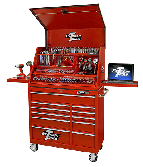 Extreme Tools® 41" Deluxe Extreme Portable Workstation®/11 Drawer 24" Deep Roller Cabinet Combo