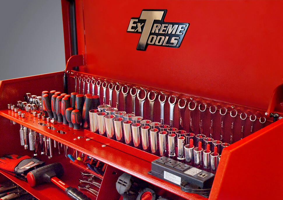 Extreme Tools® 41" Deluxe Extreme Portable Workstation®/11 Drawer 24" Deep Roller Cabinet Combo