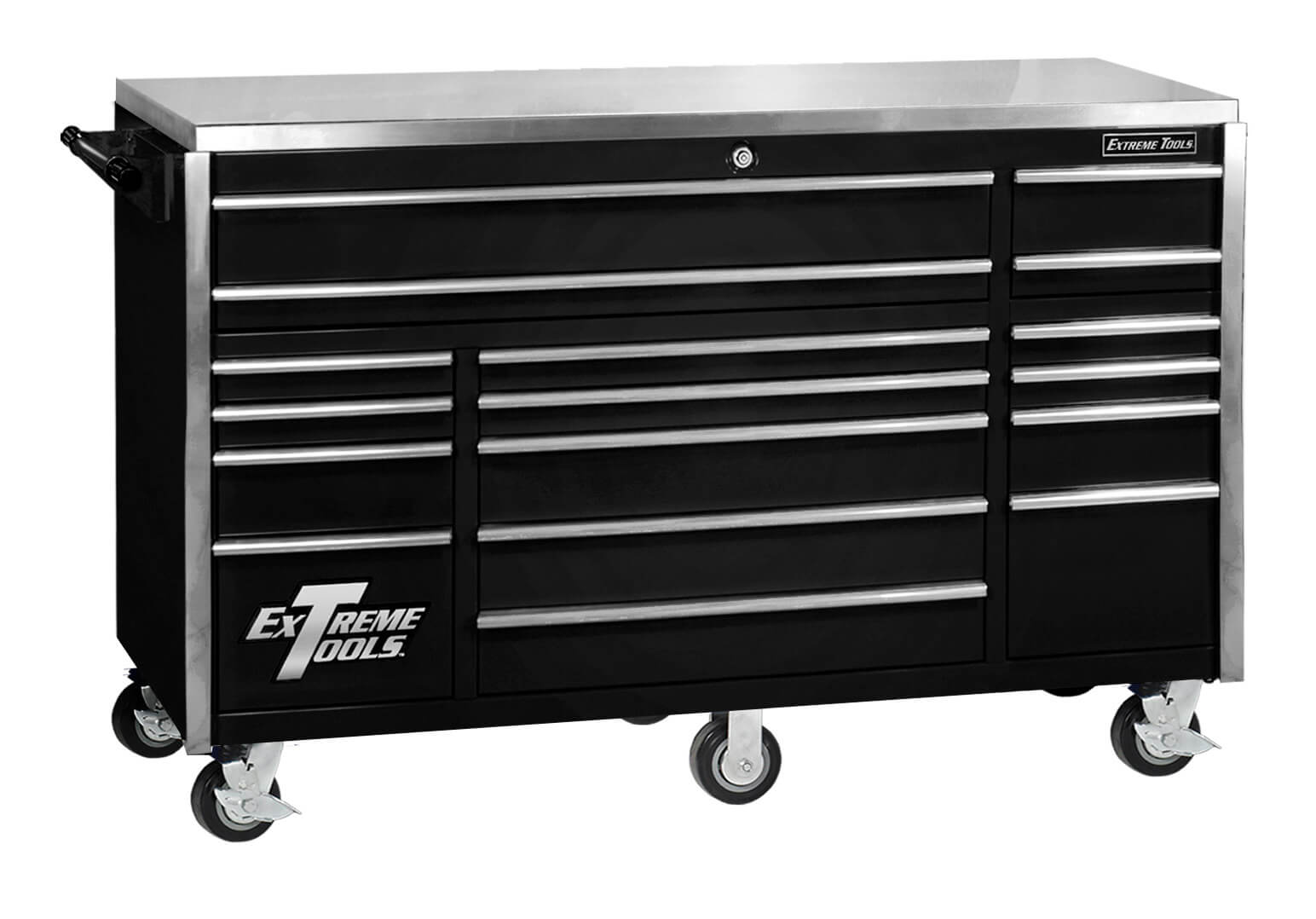 EXTREME TOOLS® 72 inch 17 DRAWER TRIPLE BANK PROFESSIONAL ROLLER CABINET