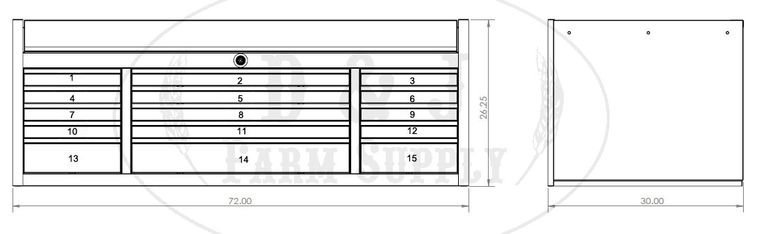 EXTREME TOOLS® 72 inch 15 DRAWER TRIPLE BANK PROFESSIONAL TOP CHEST