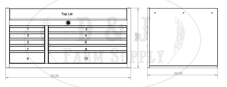 Extreme Tools® 55 inch 10 Drawer Professional Tool Chest