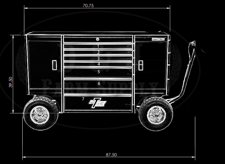 EXTREME TOOLS® 70 inch 7 DRAWER / 2 COMPARTMENT PIT BOX